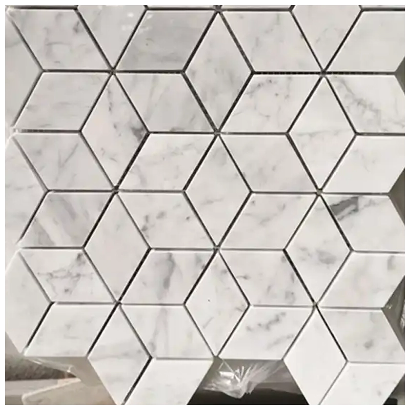 Carrara Marble 3D Rhombus Mosaic Tile Carrara Marble 3D Rhombus Mosaic Tile