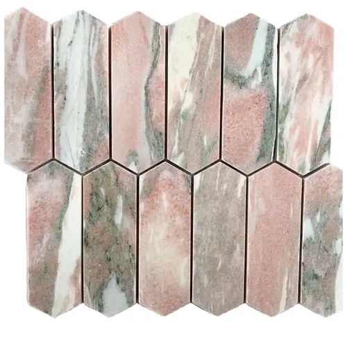 Norwegian Rose Marble Long Hexagon Mosaic Tiles Norwegian Rose Marble Long Hexagon Mosaic Tiles