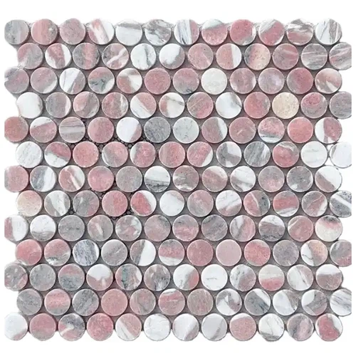 pink marble penny round mosaic tiles pink marble penny round mosaic tiles