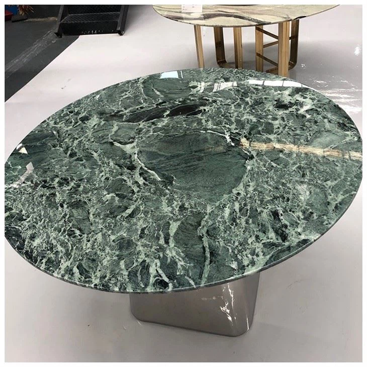 green marble round dining table