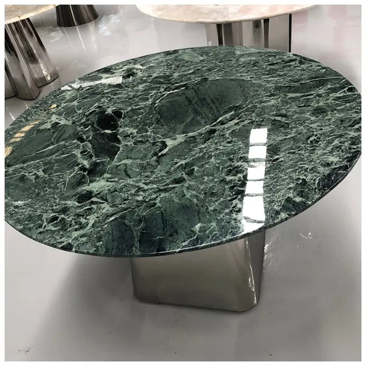 green marble round table