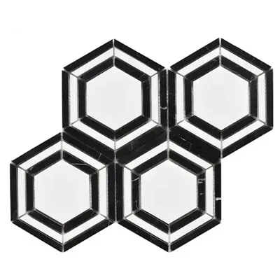 Θάσος Nero Marquina Εξάγωνο Μωσαϊκό Πλακίδιο